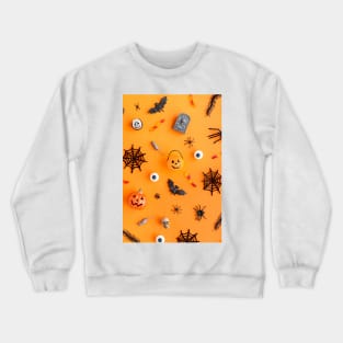 Halloween Pumpkin And Spider Pattern - Funny Crewneck Sweatshirt